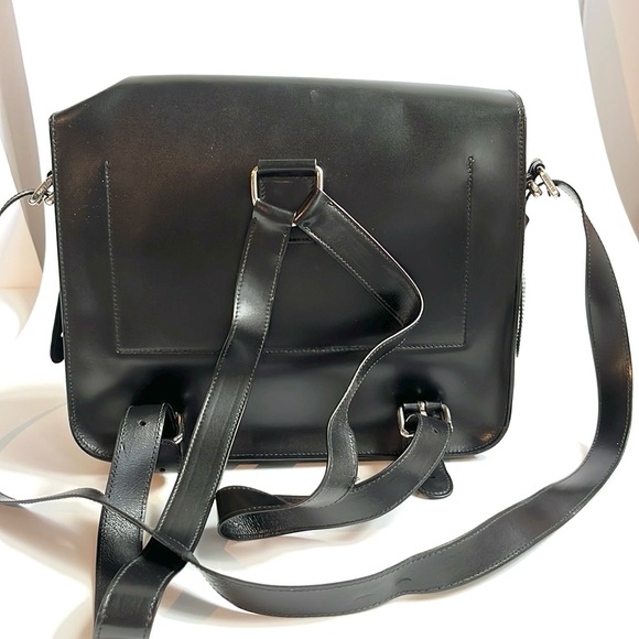 Jil Sander Navy AW/12 Black Leather Convertible Buckled-Flap Backpack - Picture 4 of 13